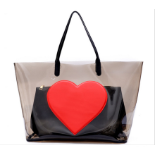 Red Heart Fashion PVC Tote Bag Handbag (BDMC187)